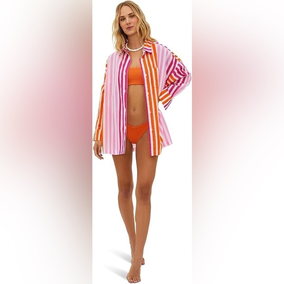 Beach Riot Women's Alexa Top Sunset Stripe Pink Orange - Picture 1 of 9
